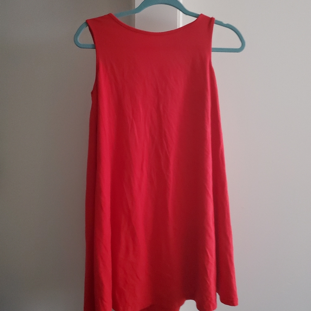 Bright red dress with keyhole tied back